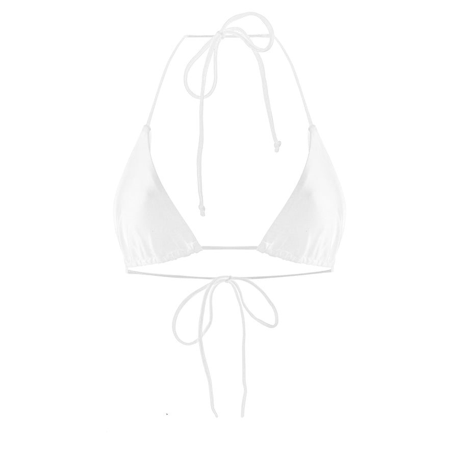Francesca Triangle Bikini Top in White